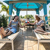 Adventure Island cabana and loungers